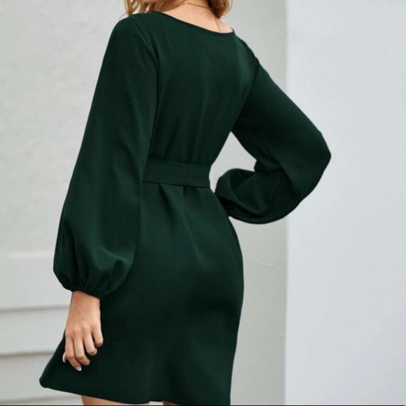 lantern long sleeve belted mini dress - Picture 14 of 14